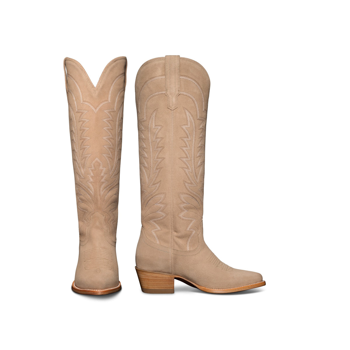 Tecovas Women's The Abby Tall Western Boot, Driftwood Suede – pair