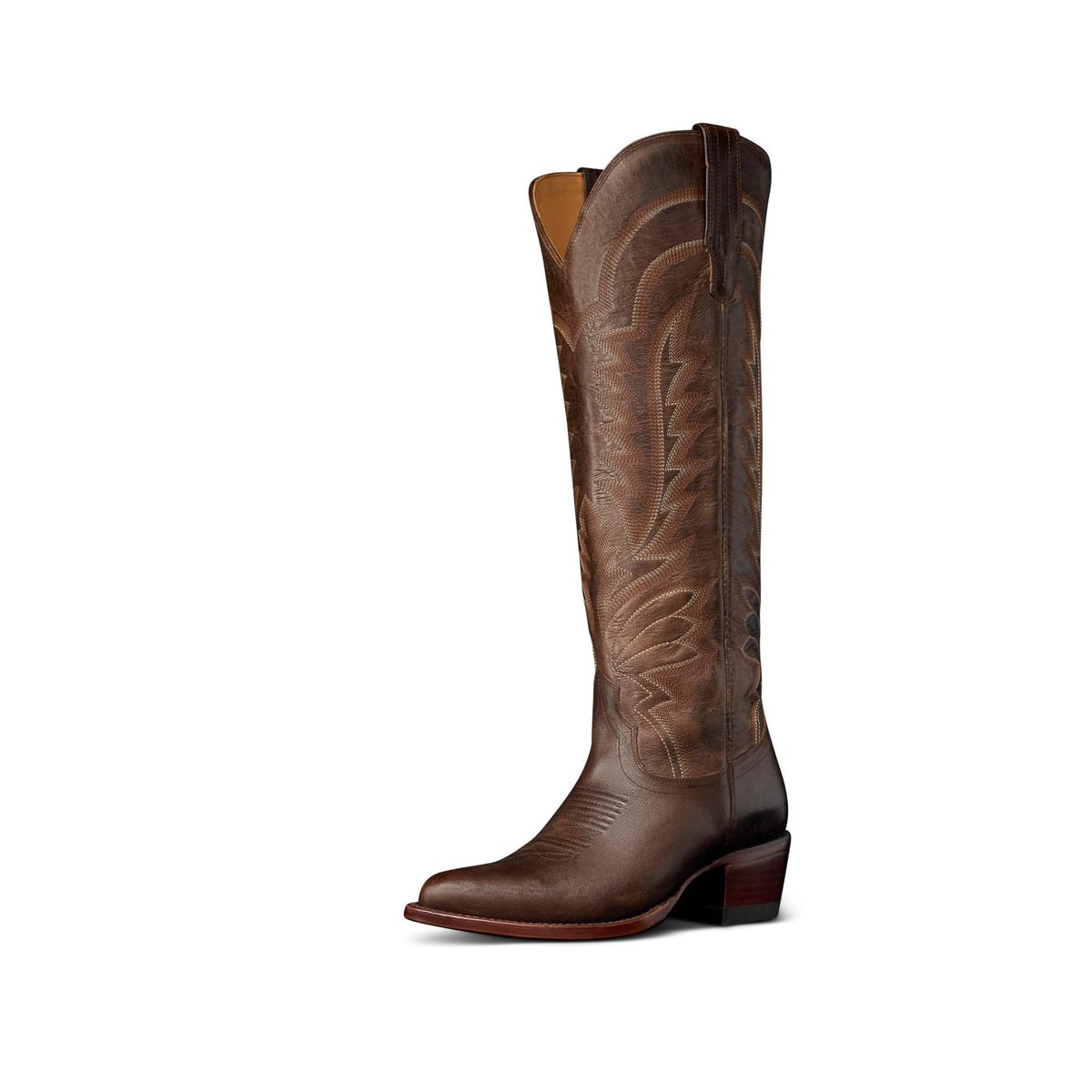 Tecovas Women's The Abby Tall Western Boot, Mocha Goat – 3-4 front