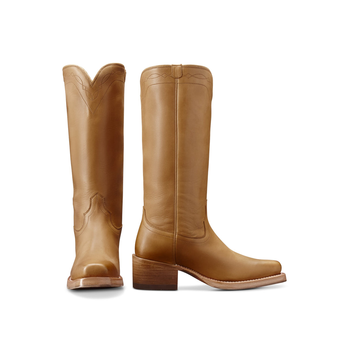Tecovas Women's The Charlie Square Toe Western Boot, Camel Cowhide – pair