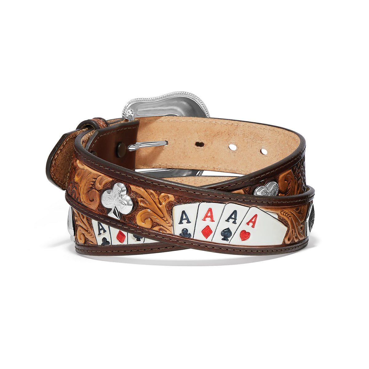 Leegin Tony Lama High Roller Belt with detailed leather design, stylish western belt for men.