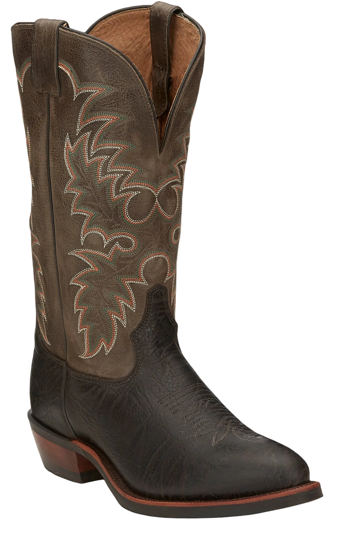Tony Lama men's Krauss 13-inch Western boots in chocolate leather with classic Western stitching and pointed toe design.