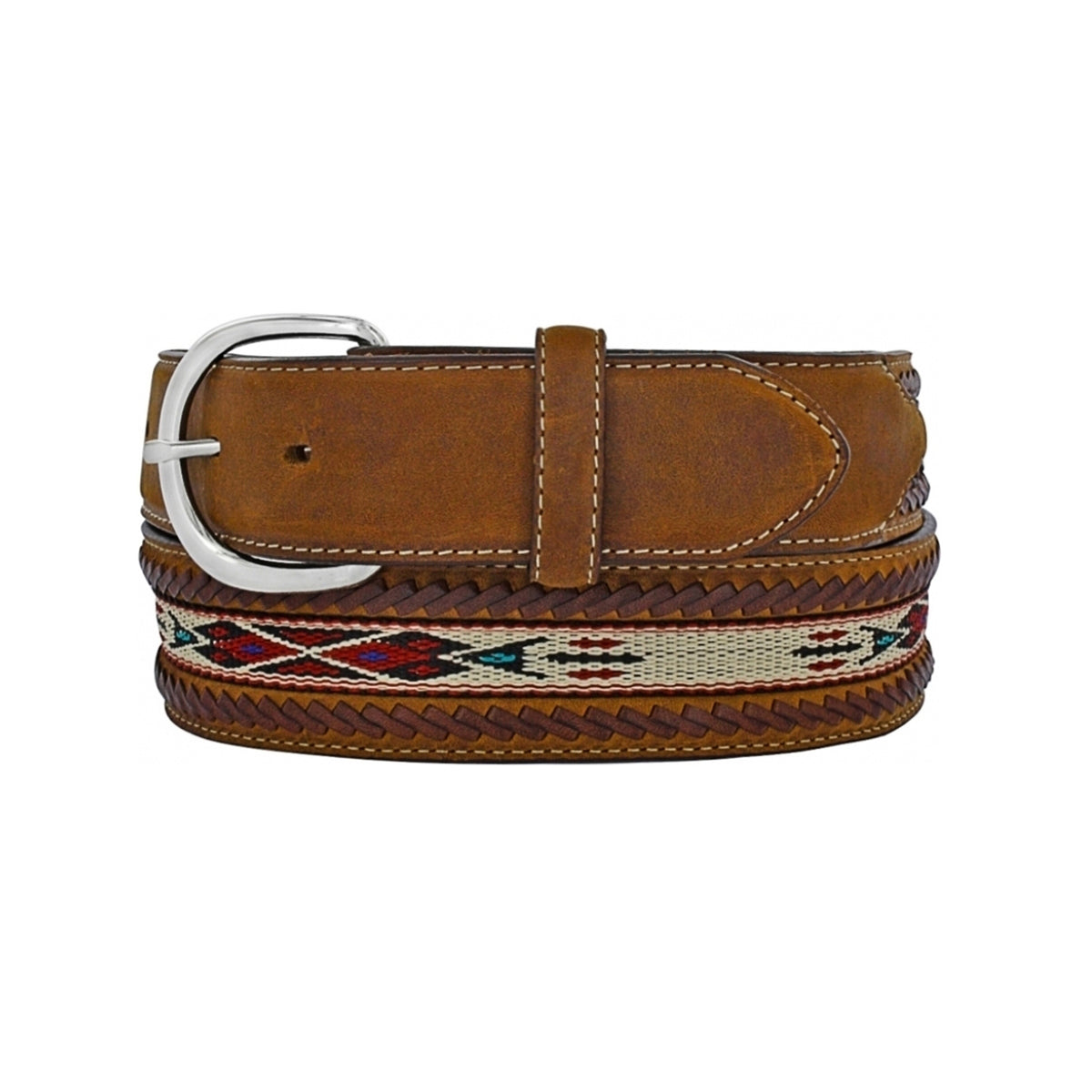 Leegin Tony Lama laced edge horse hair ribbon belt with detailed design, showcasing its stylish and high-quality craftsmanship.