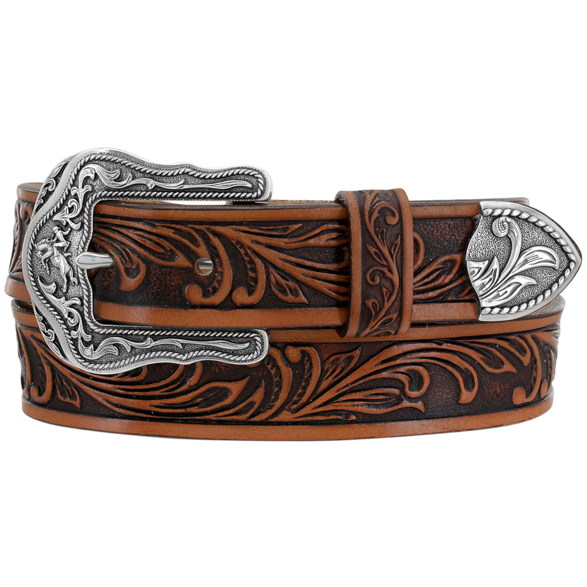 Kids' leather belt by Tony Lama Lil Westerly, featuring a stylish western design and adjustable fit for children.