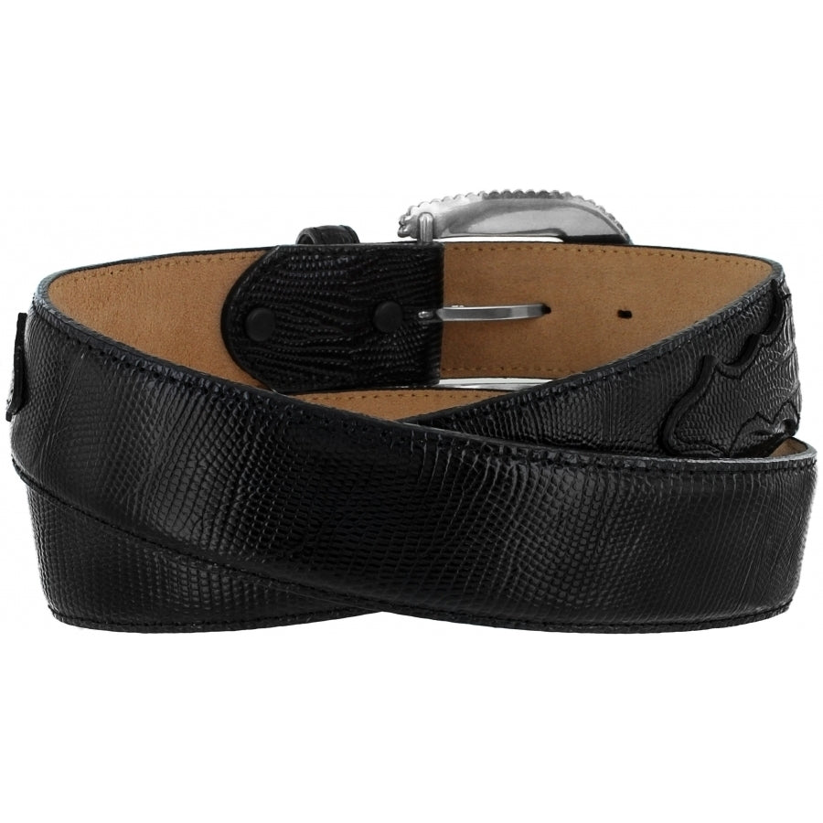 Tony Lama Lizard Dress Belt by Leegin, showcasing a sleek lizard leather belt with a polished buckle, style C40963.