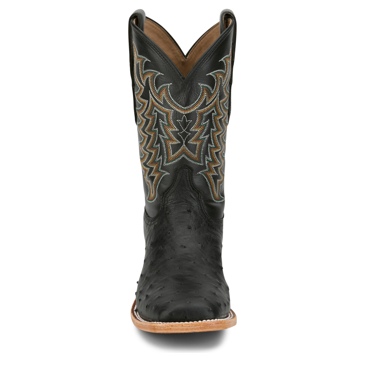 Tony Lama Men's Juan 11" Full Quill Ostrich Western Boot, Black – toe