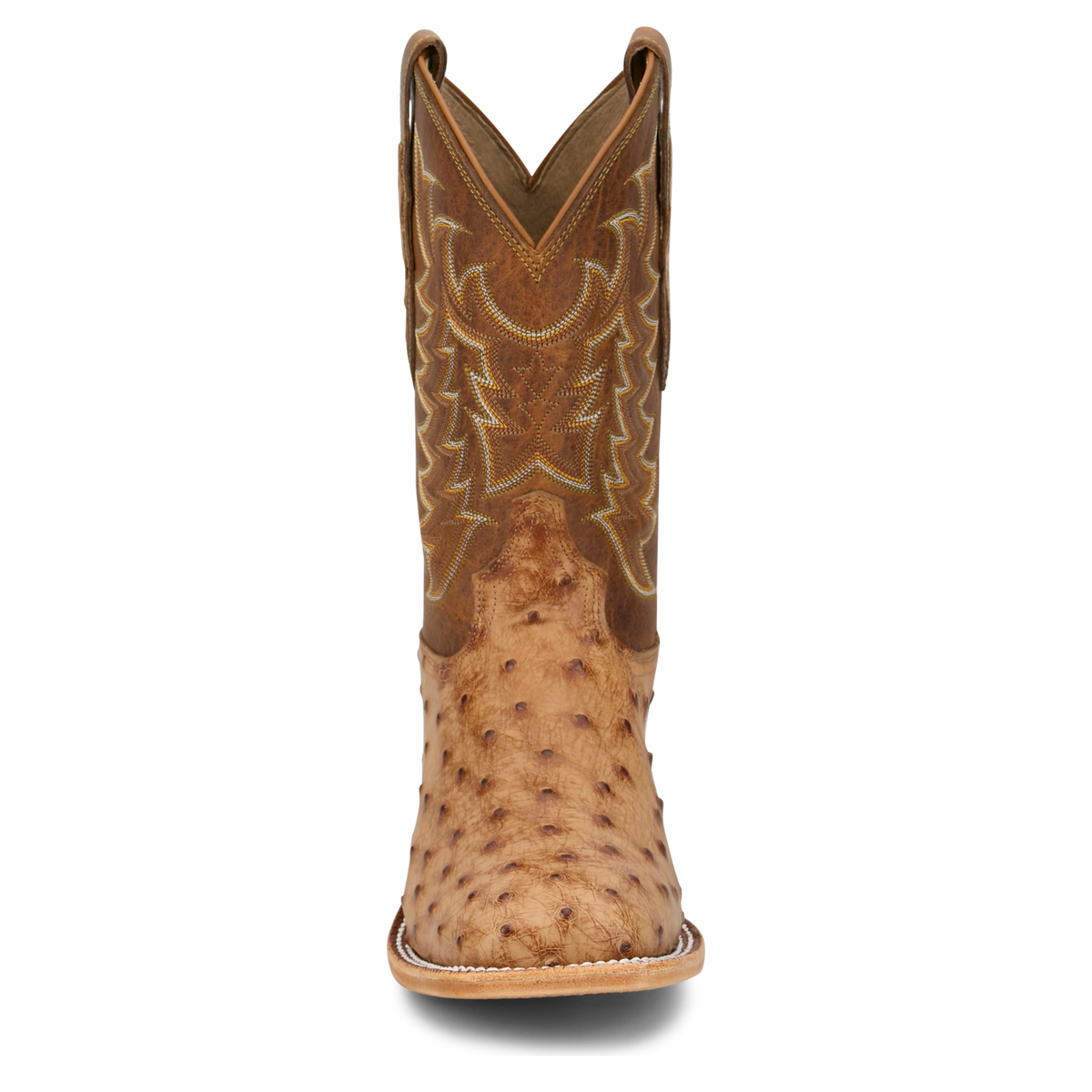 Tony Lama Men's Juan 11" Full Quill Ostrich Western Boot, Brown – toe