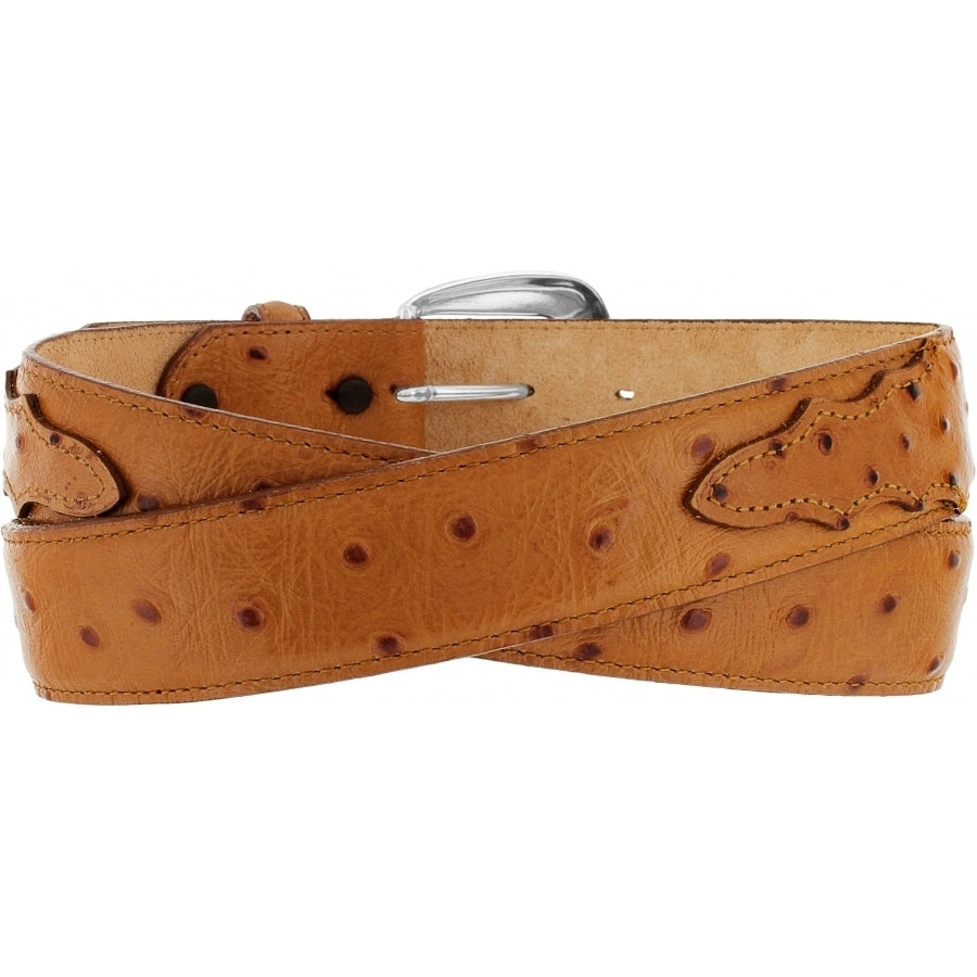Tony Lama ostrich print dress belt by Leegin, featuring textured leather and a sleek buckle, style no. 1377L.