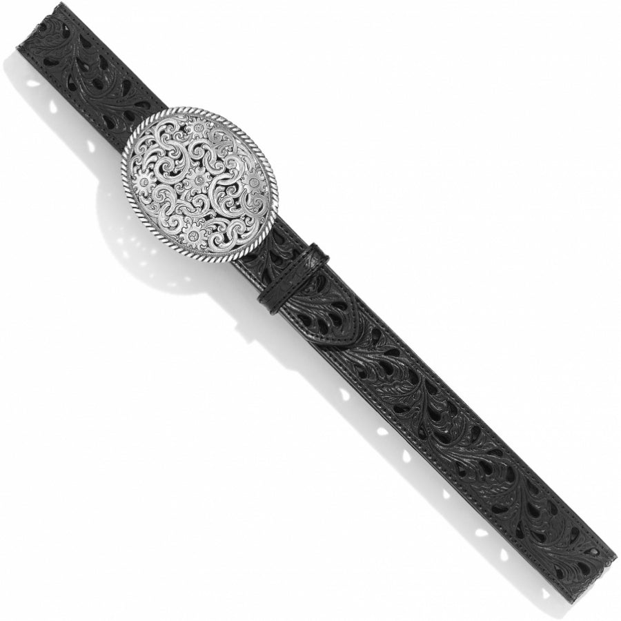 Tony Lama pierced filigree trophy belt by Leegin, featuring intricate metalwork and detailed design on the belt strap.
