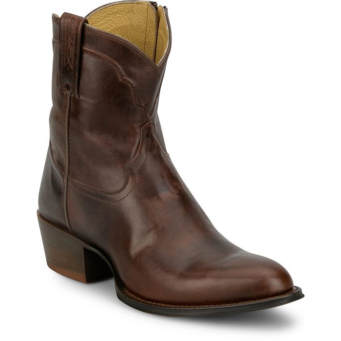 Tony Lama Men's Sheridan 8-inch Western boots in brown leather with classic Western stitching.