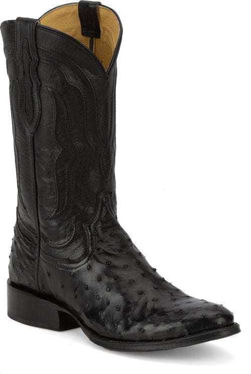Tony Lama men's Zony black cowboy boots with 12-inch height and medium round toe, featuring classic Western leather style.
