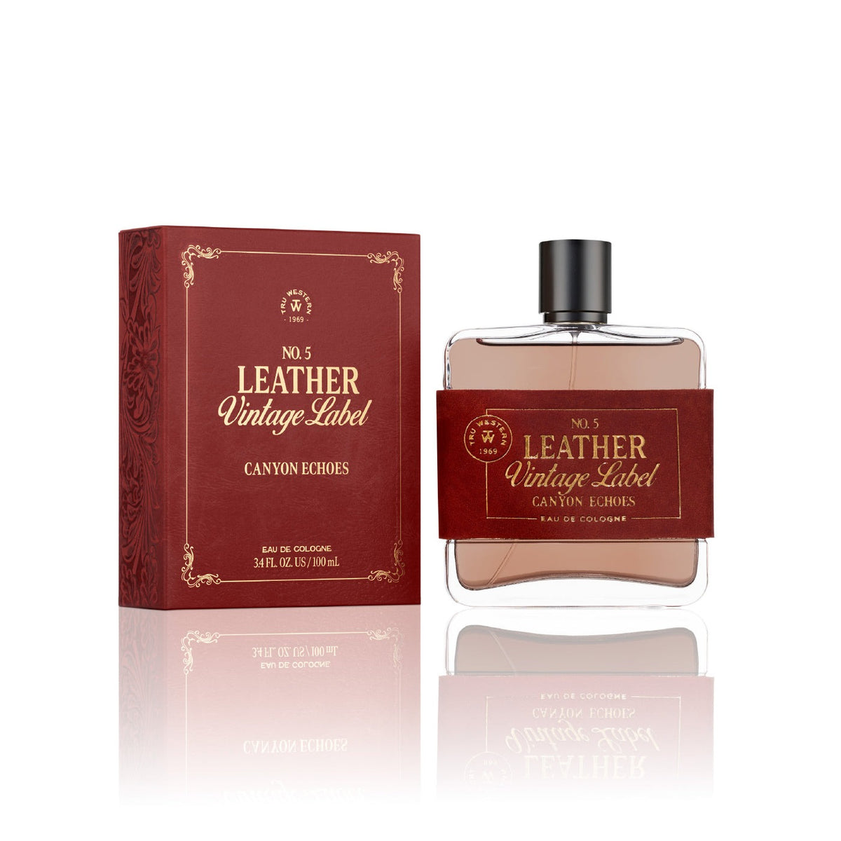 Tru Fragrance & Beauty Men's No. 5 Leather Vintage Label Canyon Echoes Cologne – with box