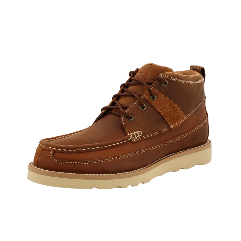 Twisted X men's 4-inch wedge sole boots in oiled saddle leather, featuring a stylish and durable design.