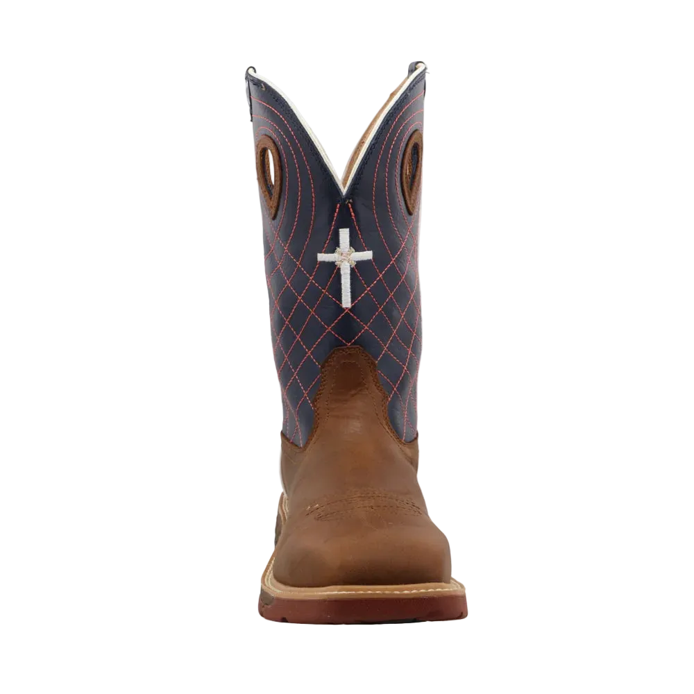 Twisted X Men's 12" Waterproof Alloy Toe Western Work Boot, Mocha & Navy – toe