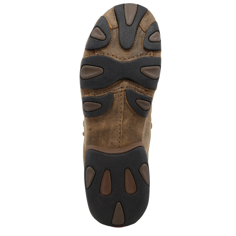 Twisted X men's Chukka driving moc in bomber style, featuring leather upper and casual slip-on design.