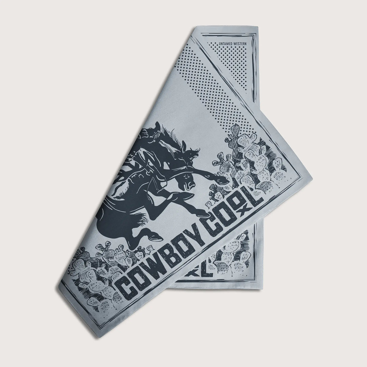 Cowboy Cool Untamed Western bandana with bold western print, classic square shape, featuring paisley and rugged design.