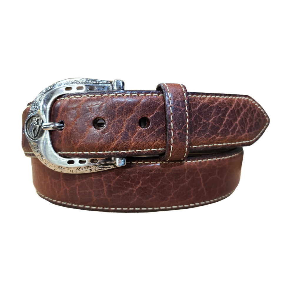 Lejon Belts Vintage Bison Bronco Peanut belt with 1.5-inch width, featuring textured leather and classic Western-style design.