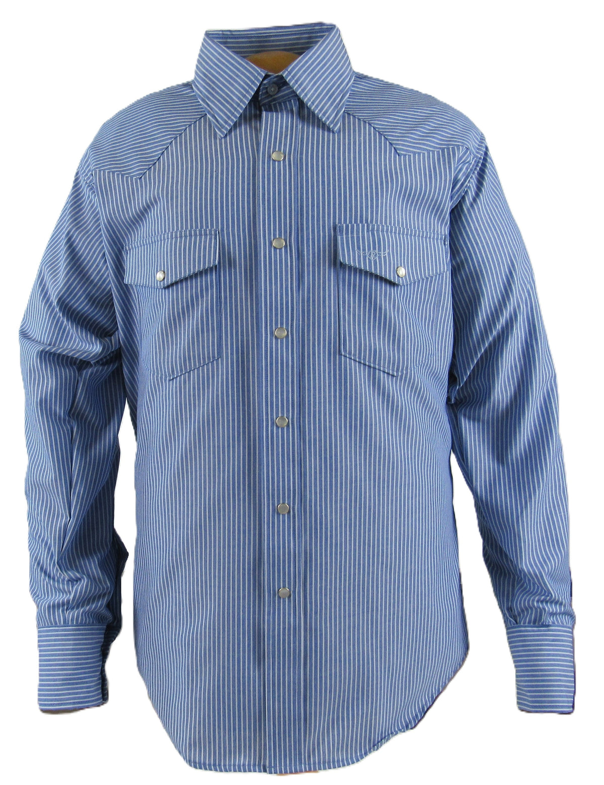 Ruddockshirts.com Western Classic Cheyenne Stripe long sleeve shirt with snaps and classic fit, featuring bold stripe pattern.
