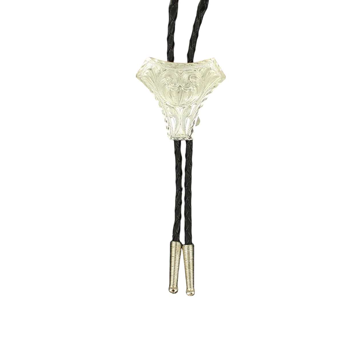 M&F Western Scroll Bolo Tie featuring intricate scroll design and a sleek metal finish for a stylish Western look.
