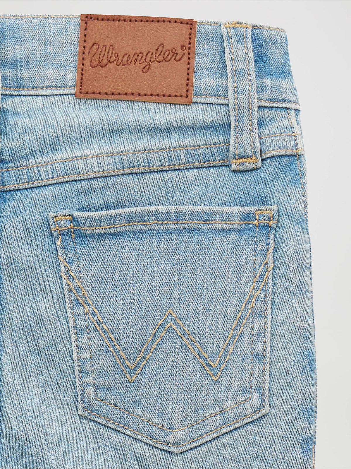 Wrangler Girls Bootcut Jean, Light Wash – back pocket detail