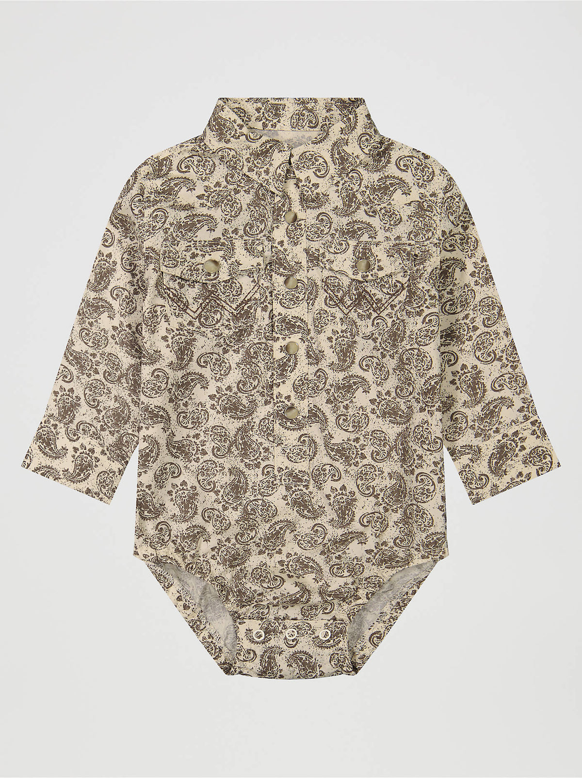 Wrangler Baby Boys Long Sleeve Western Snap Bodysuit - Saddle Paisley - front view