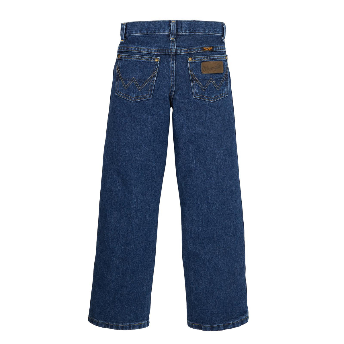Wrangler Boys' George Strait Cowboy Cut jeans in heavy stone denim, size 8-20, featuring classic Western style and durable fabric.