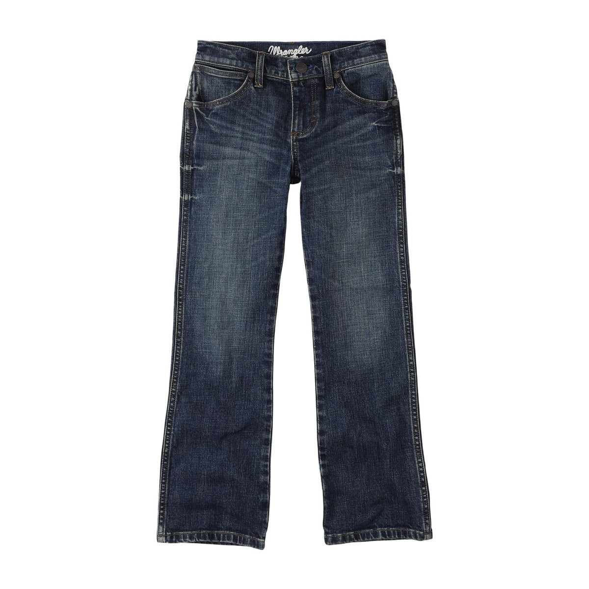 Wrangler Boys' Retro Slim Boot Jeans in Layton style, showcasing classic denim with a slim boot cut fit.