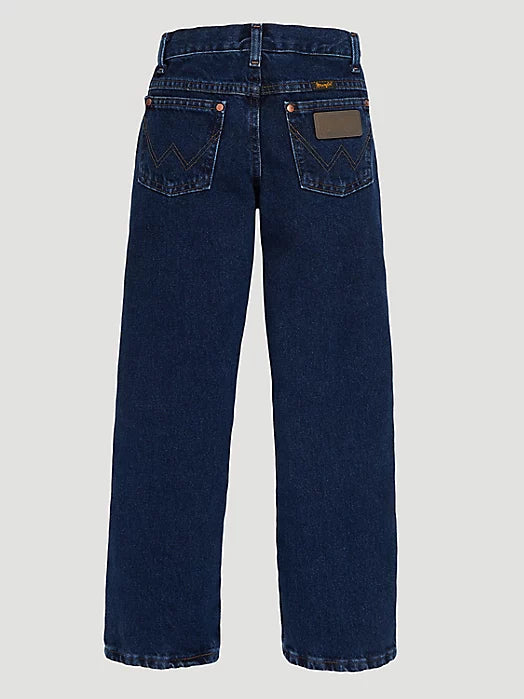 Wrangler Cowboy Cut Original Fit Boys' 1T-7 Jeans, Prewashed Indigo – back flat