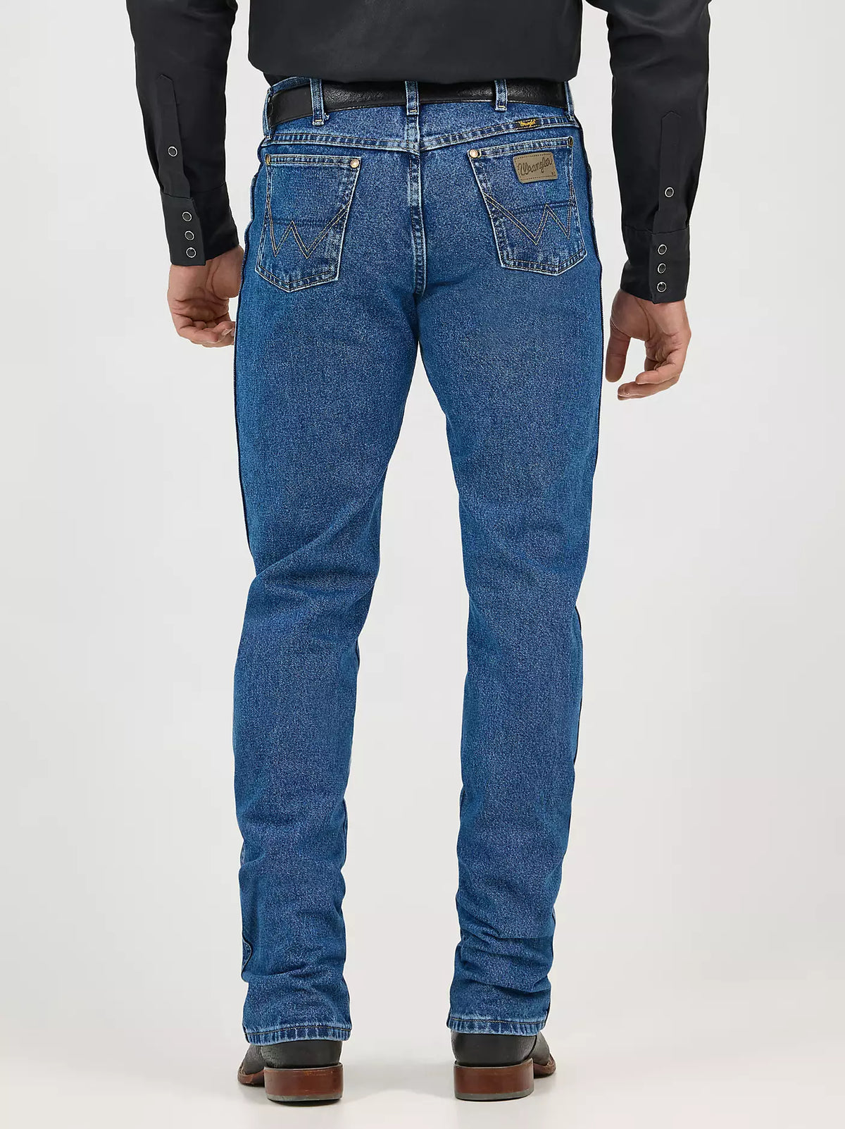 Wrangler Men's George Strait Cowboy Cut Original Fit heavyweight stone denim jeans, durable rugged workwear style.