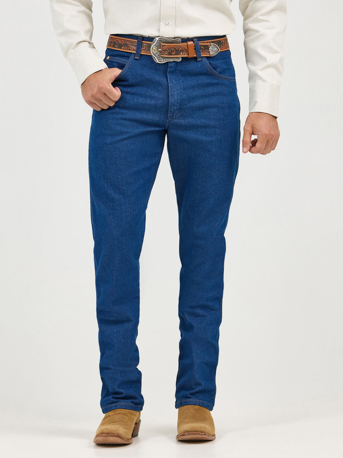 Wrangler Men's Cowboy Cut Relaxed Fit Jean, Prewashed Indigo – front