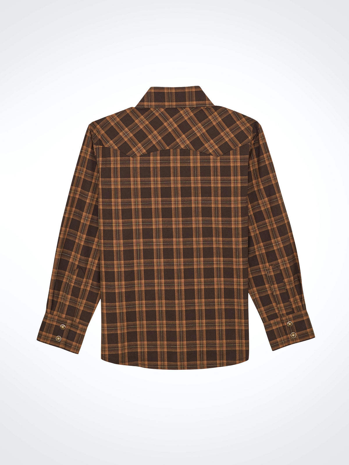 Wrangler Boys' Retro Long Sleeve Snap Shirt, Brown Plaid – back