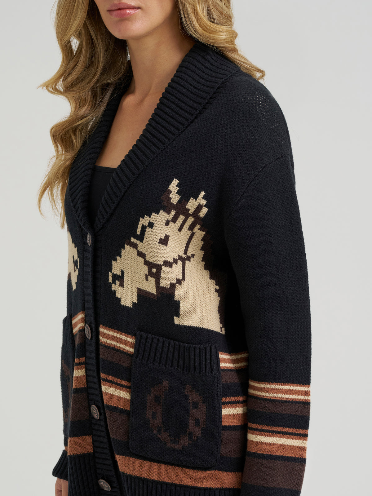 Wrangler Retro Women's Punchy Sweater Cardigan, Black – detail