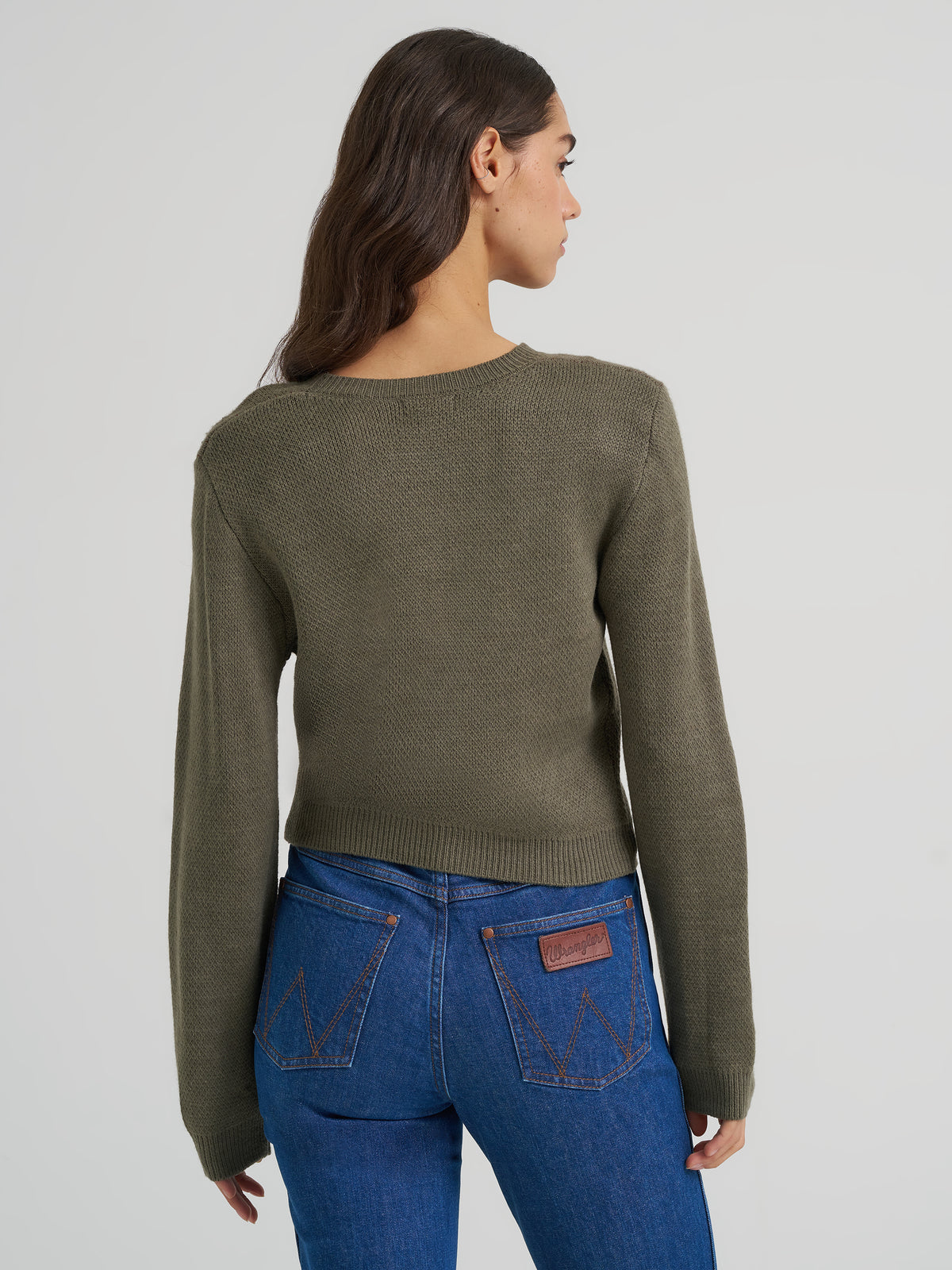 Wrangler Retro Women's Vintage Sweater Crew, Green – back