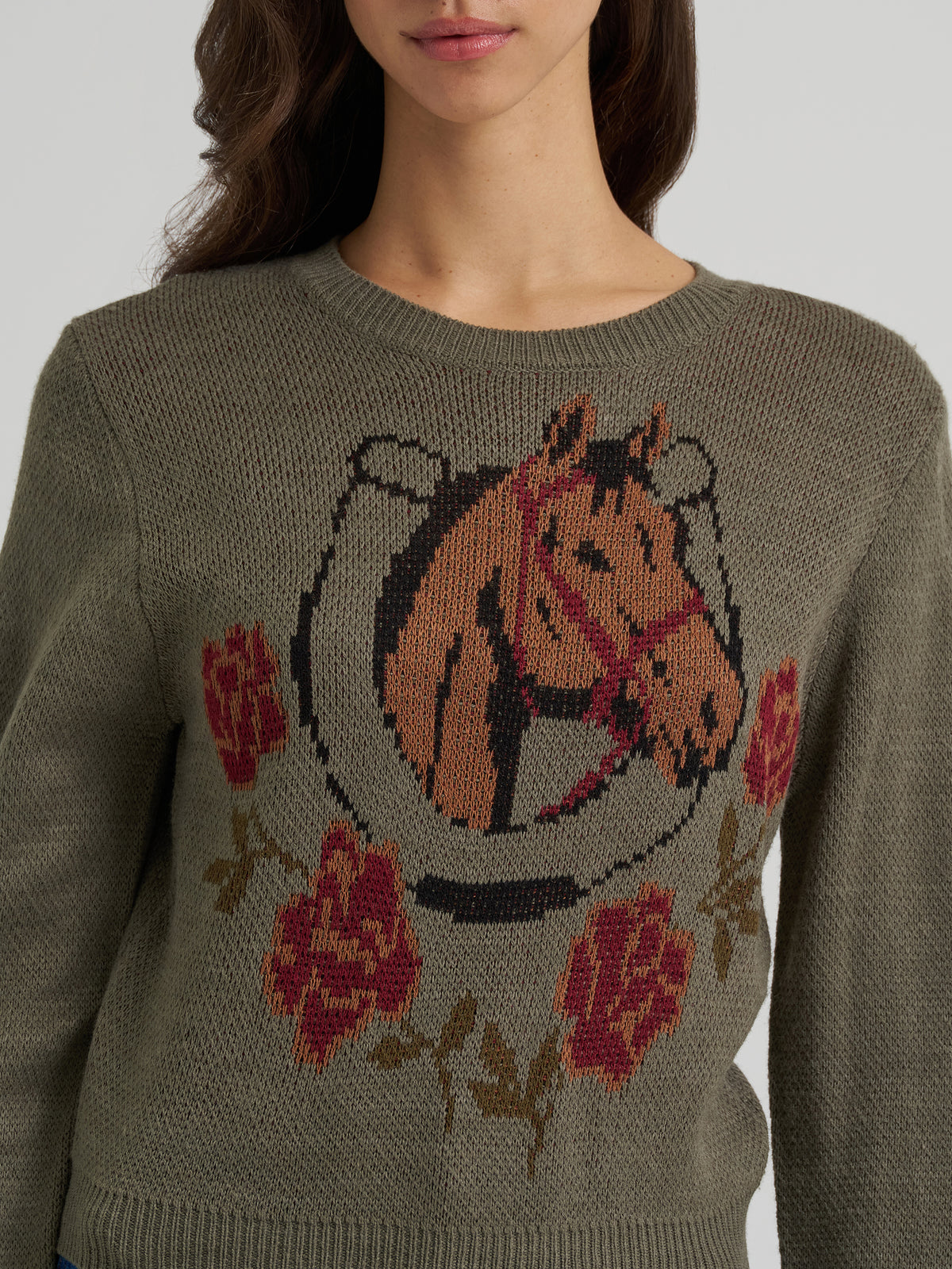 Wrangler Retro Women's Vintage Sweater Crew, Green – detail