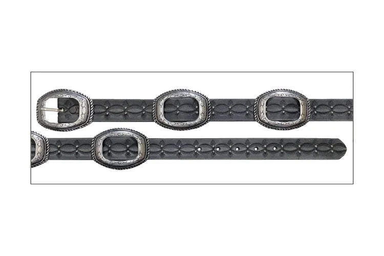 Wrangler Women's Distressed Concho Belt, Black – full length