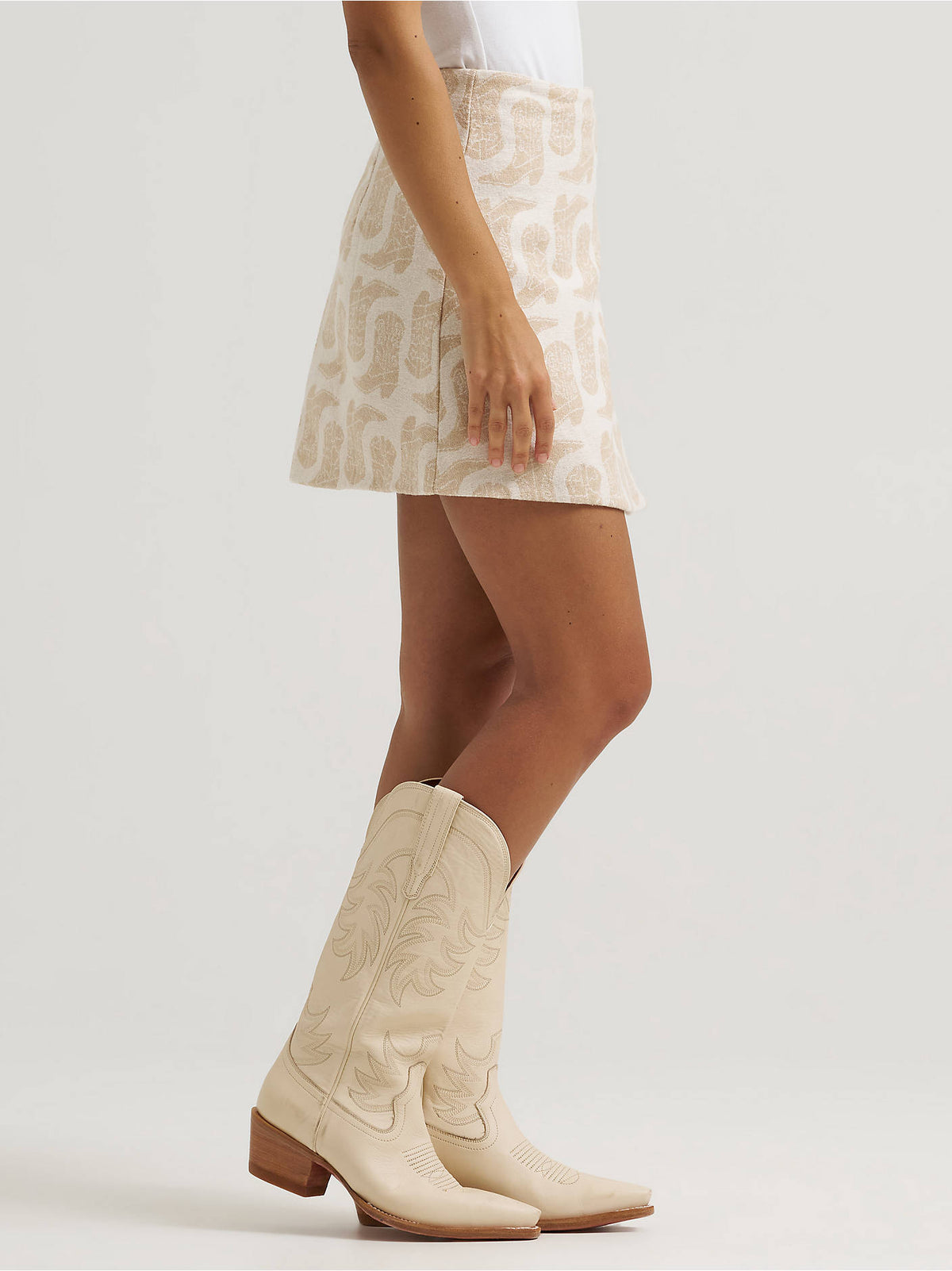 Wrangler Women's Jacquard Wrap Mini Skirt - Beige - alternate view 3