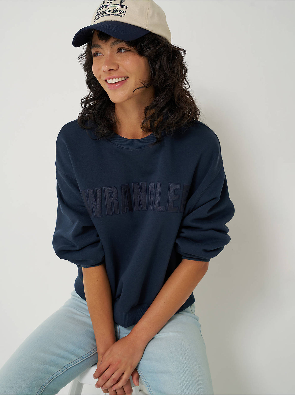 Wrangler Women's Logo Canyon Crew Pullover - Dark Sapphire - alternate view 4