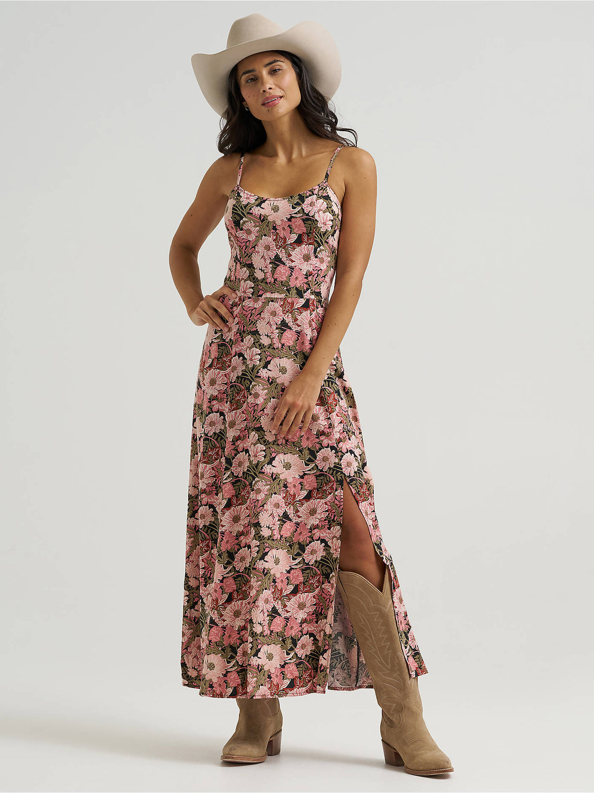 Wrangler Women's Western Tank Maxi Dress - Pink - front view
