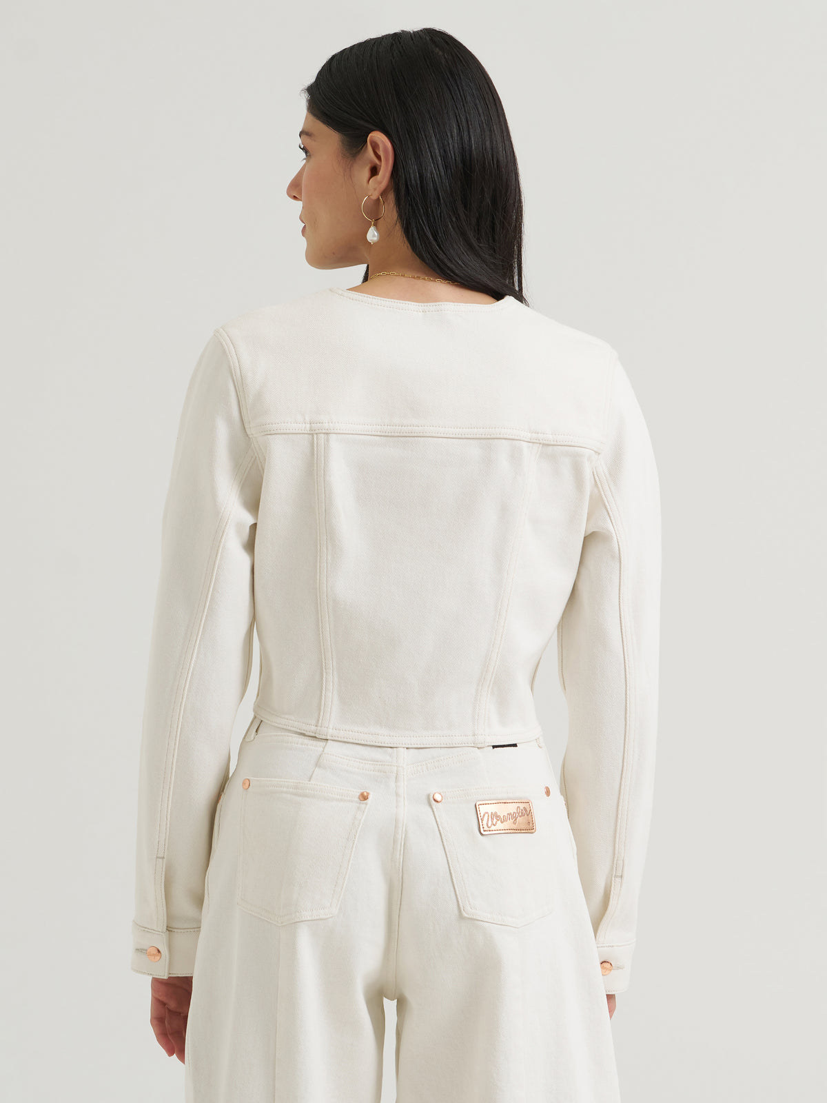 Wrangler Women's X Lainey Wilson Denim Top, White – back
