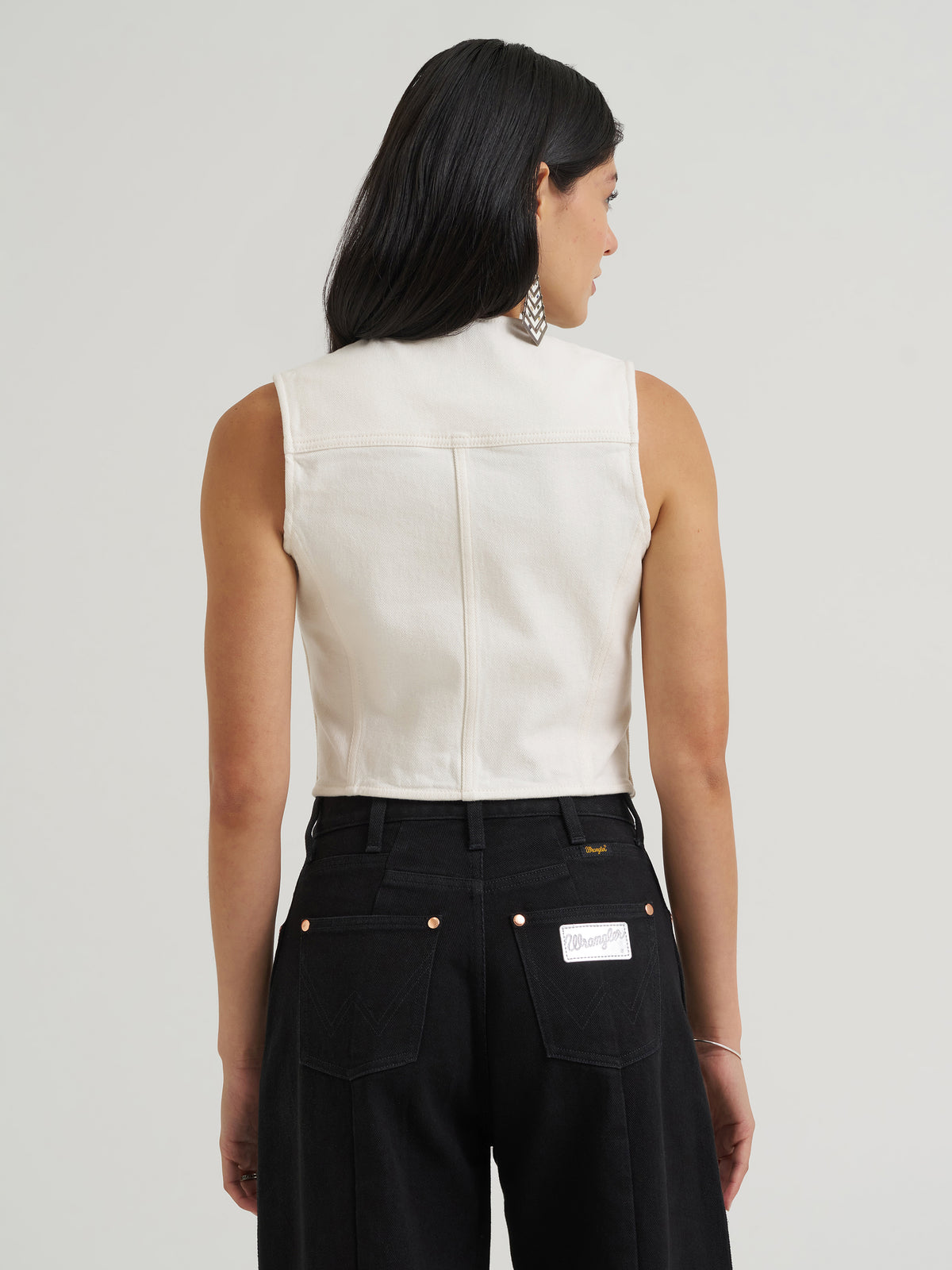Wrangler Women's X Lainey Wilson Denim Vest, White – back
