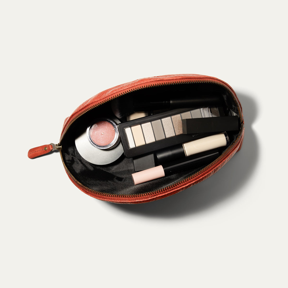 Large zip cosmetic bag by Will Leather Goods, featuring durable leather material and spacious interior for toiletries and essentials.