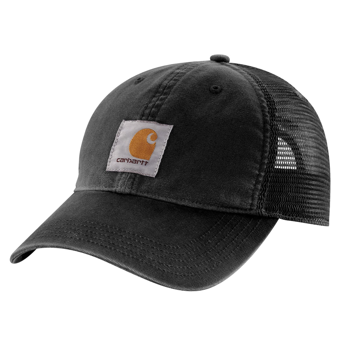 Carhartt Men's Canvas Mesh-Back Cap, Black – 3-4 front