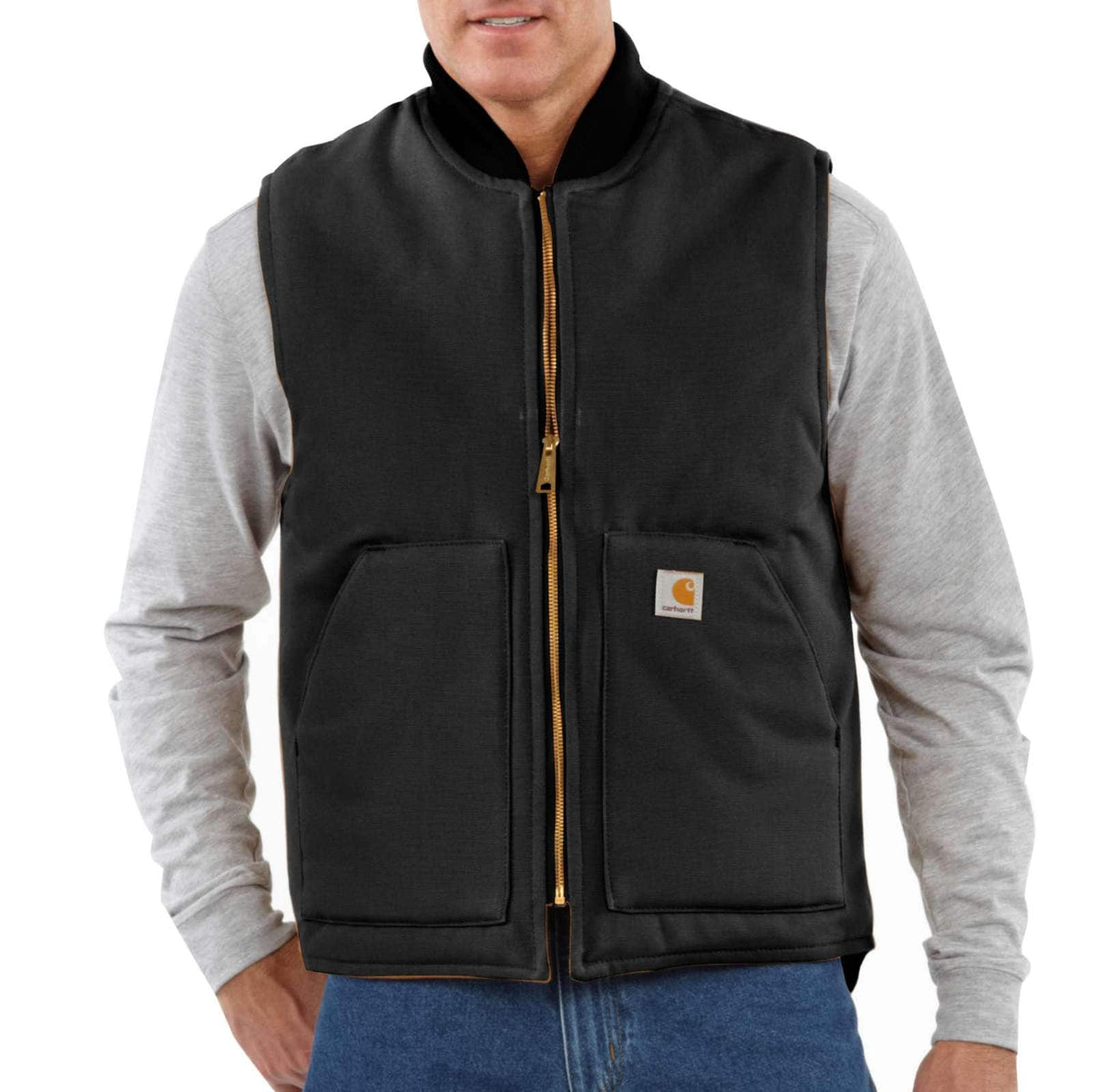 Carhartt Relaxed Fit Firm Duck Insulated Rib Collar Vest 106676 Black