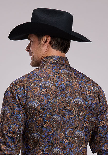 Stetson Men's Long Sleeve Shirt - Tobacco Paisley - 11-001-0425-1076 BR - back