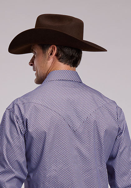 Stetson Men's Long Sleeve Shirt - Chocolate Diamonds - 11-001-0425-1077 BU - back