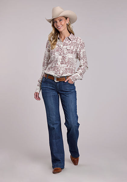 Stetson Women's Desert Toile Print Shirt White 11-050-0590-3004 WH - view 2