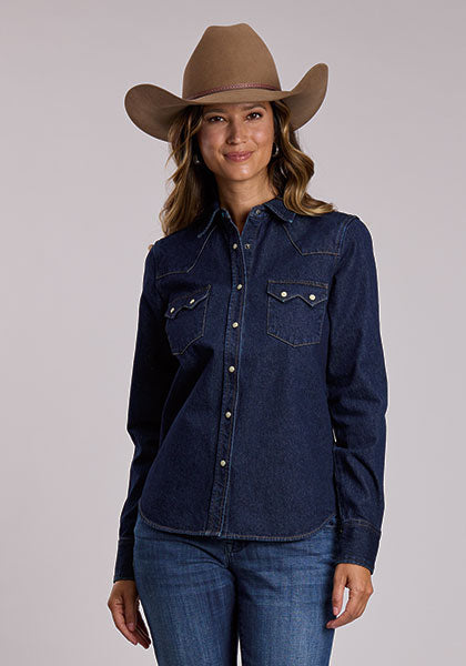 Stetson Women's Blue Raw Denim Snap Blouse - view 1