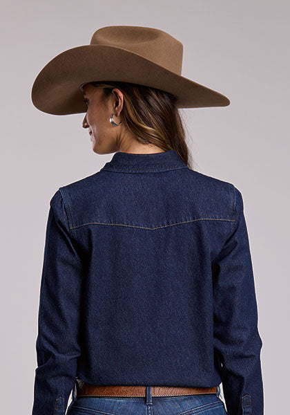 Stetson Women's Blue Raw Denim Snap Blouse - view 3