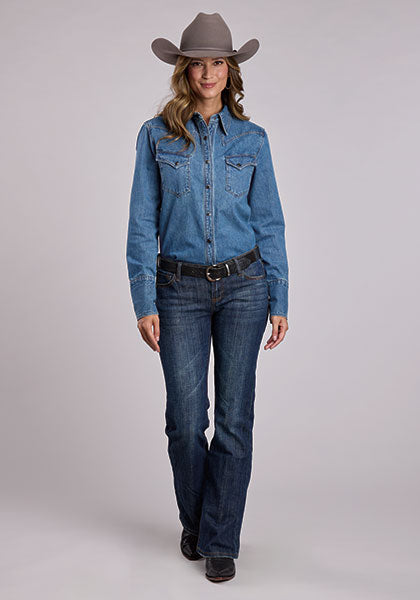 Stetson Women's Blue Western Denim Shirt - view 2