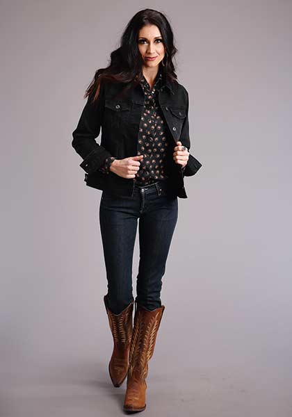 Stetson Women's Black Stretch Denim Jacket - front