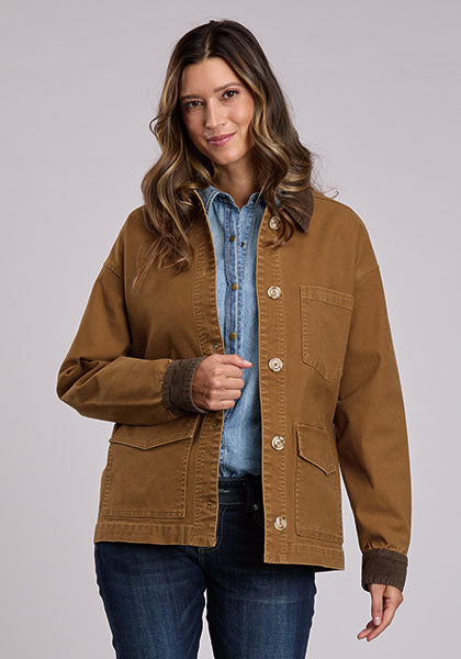 Stetson Women's Brown Stretch Canvas Barn Jacket 11-098-0202-7086 BR - view 1